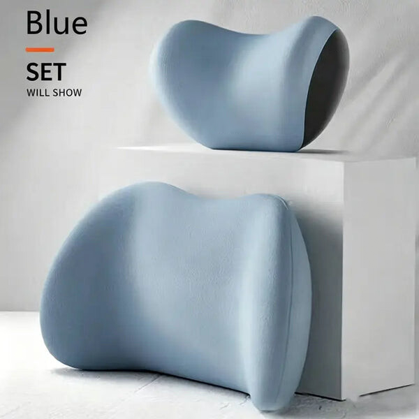 NIRACL Car Driving Car Pillow Set Neck and Waist Black Foam Neck Pillow Memory Lumbar Pillow