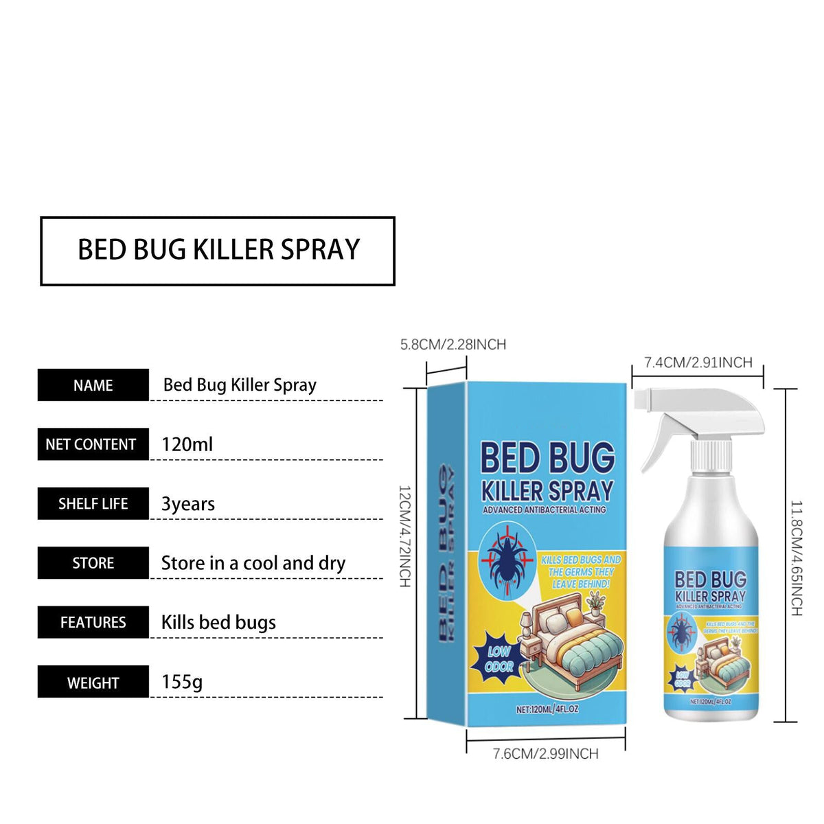 🔥Bed Bug Killer Spray — Kills Bed Bugs on Contact & Eggs — Natural Plant-Based Formula