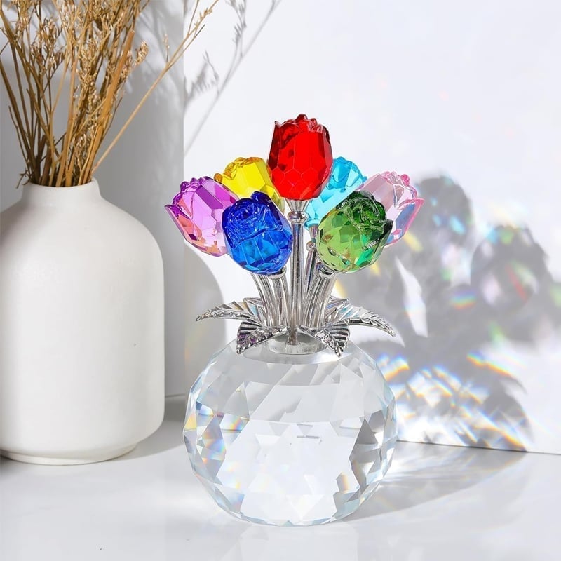 7-Color Crystal Rose Floral Keepsake