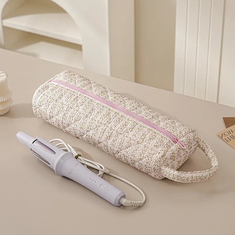 šQuilted MultiāPurpose Storage Bag, Portable Zipper Cosmetic Makeup Pouch with Handle