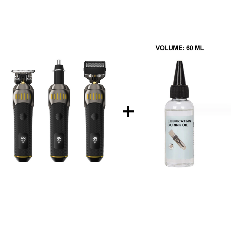⏳LIMITED TIME: 50% OFF! 🏆Luxe 3-in-1 Professional Men’s Grooming Set – T-Blade Trimmer, Foil Shaver & Nose Trimmer – With LED Display & USB Rechargeable