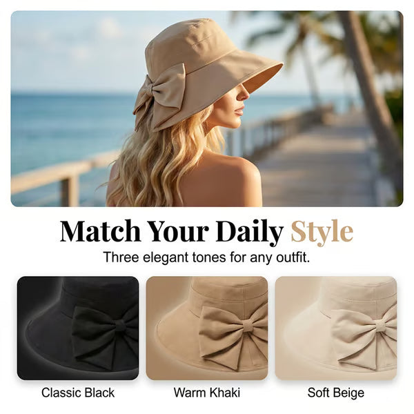 Women's Bowknot Wide Brim Sun Protective Hat