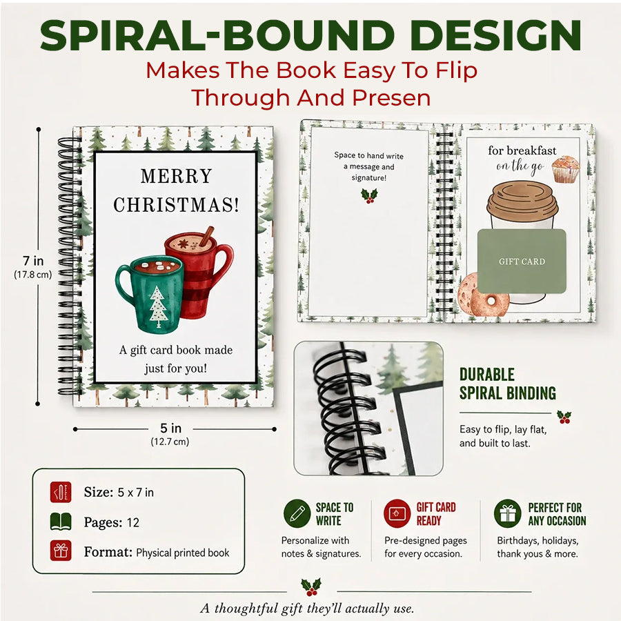 Christmas Gift Card Book – 12 Gift Card Pages & Personal Message Holder