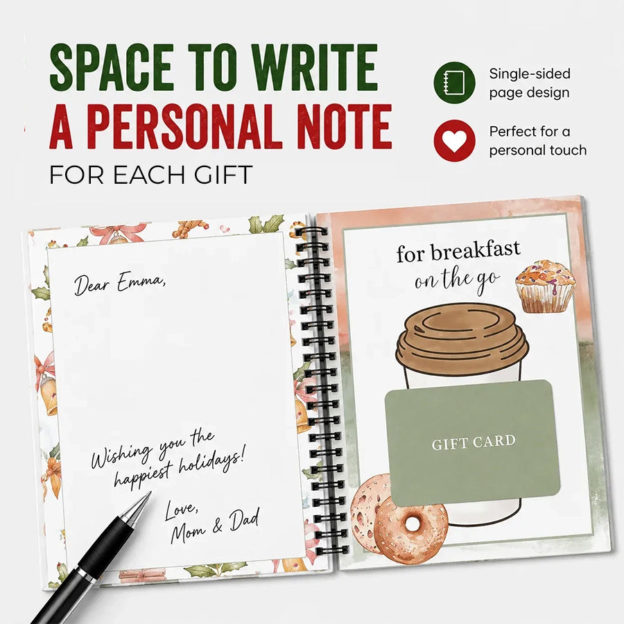 Christmas Gift Card Book – 12 Gift Card Pages & Personal Message Holder