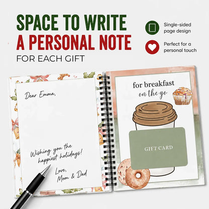 Christmas Gift Card Book – 12 Gift Card Pages & Personal Message Holder