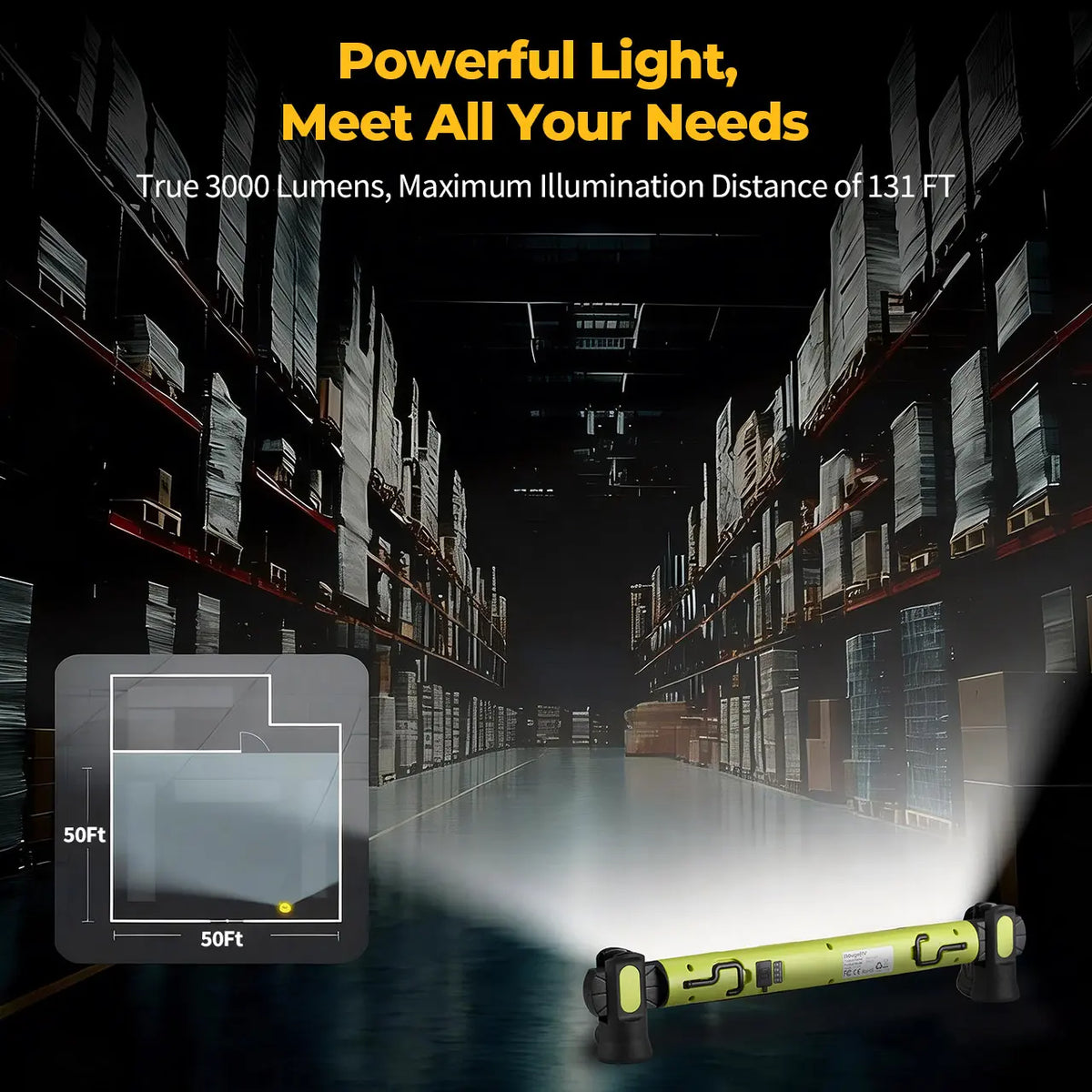 【FathersDayGift】3000LM Cordless Under Hood Work Light Bar for Car Repair & Garage Use