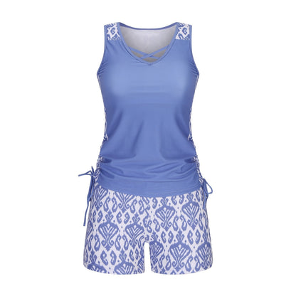 ⏰LAST DAY 50% OFF - Miraclesuit Women's Tummy Control Tankini Set with Built-In Bra – Flattering Boho Swimwear with Shorts