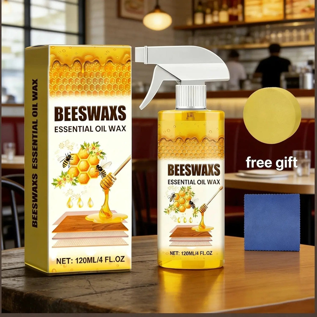 Beeswaxs Wood Polish Spray 120ml | Natural Shine & Protection for Furniture, Floors, Cabinets – Non-Greasy, Anti-Dust Finish