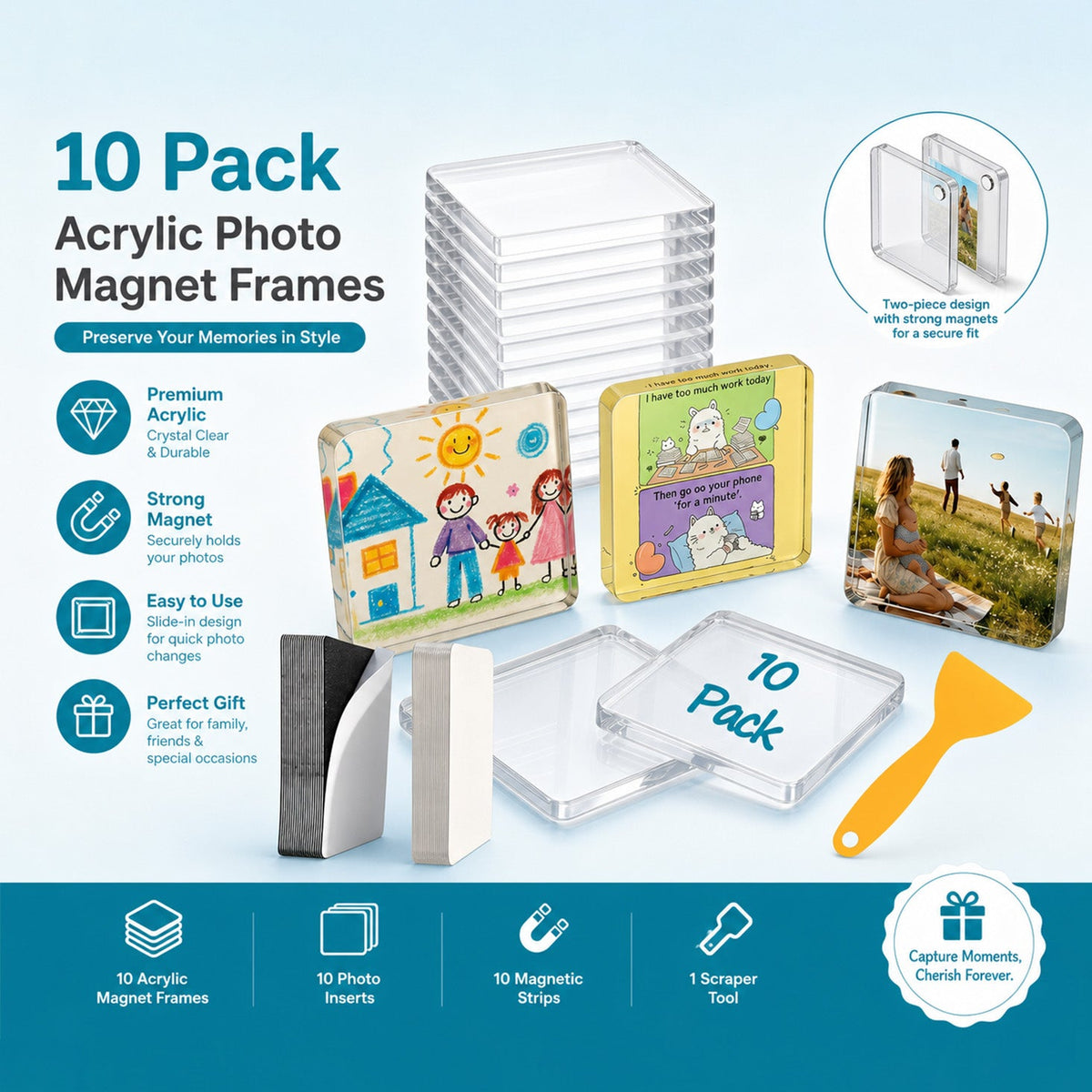 Clear Acrylic Magnetic Fridge Photo Frames