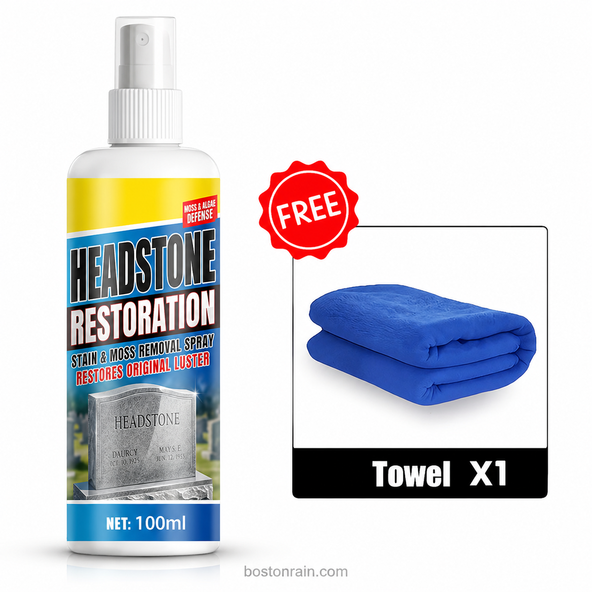 ⏰🎁Headstone Cleaning & Restoration Spray – Remove Stains Instantly