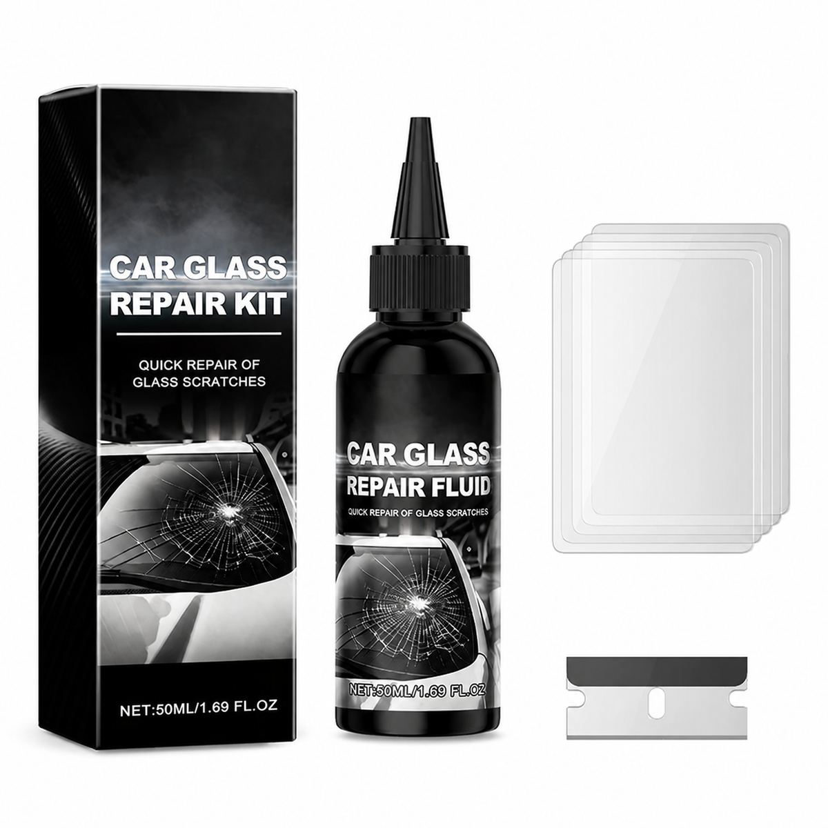 Fast-Acting Windshield Crack & Chip Repair Kit