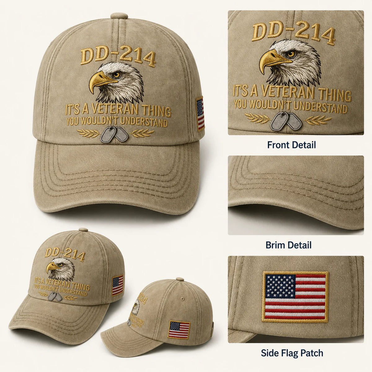 DD-214 Veteran 3D Embroidered Cap - "IT'S A VETERAN THING YOU WOULDN'T UNDERSTAND" 🎁 Free Honor Coin With Every Cap Purchase