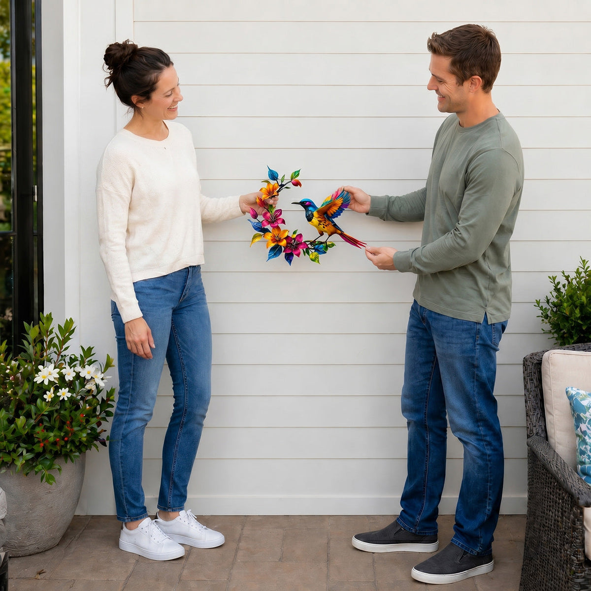 Hummingbird Bloom Metal Wall Art