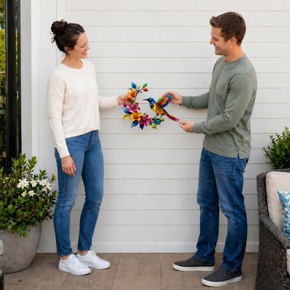 Hummingbird Bloom Metal Wall Art