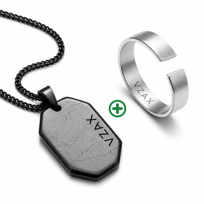 Hematite Dog Tag Necklace