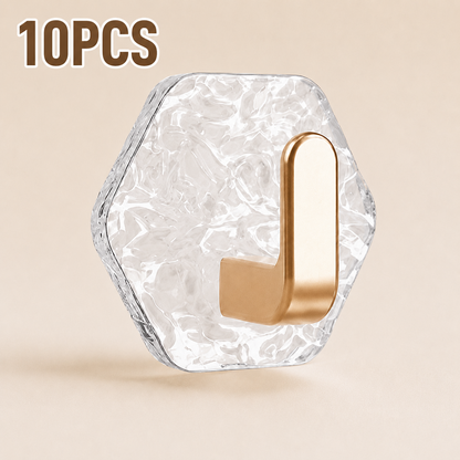 ✨Day Sale 50% OFF✨10 Pack Hexagonal Adhesive Wall Hooks – Waterproof Heavy Duty Hooks
