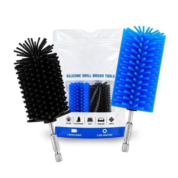 Hedgehog Silicone Pet Hair Drill Brush Set – Drill-Powered Silicone Brushes for Pet Hair, Carpet & Upholstery
