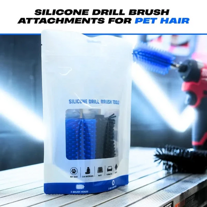 Hedgehog Silicone Pet Hair Drill Brush Set – Drill-Powered Silicone Brushes for Pet Hair, Carpet & Upholstery