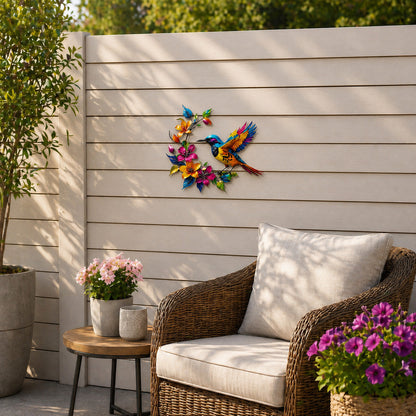 Hummingbird Bloom Metal Wall Art
