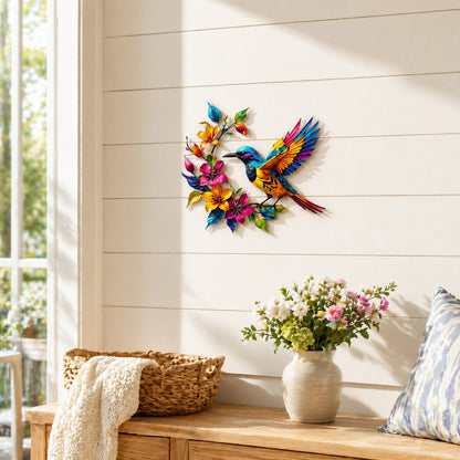 Hummingbird Bloom Metal Wall Art