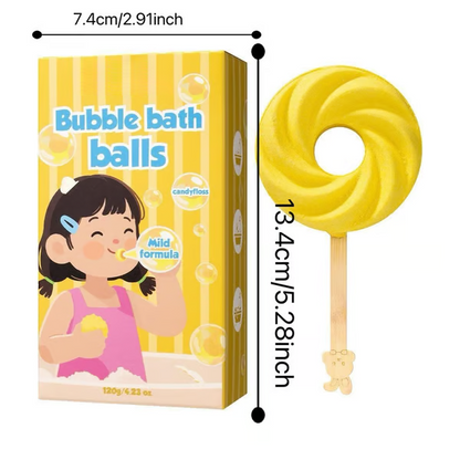 🧠🧩Perfect Gift for Kids🎁Cute Lollipop Bath Bomb – Colorful Bubble Bath Ball for Fun Bath Time