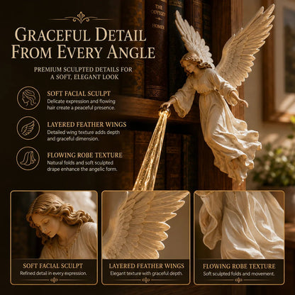 🕊️ Guardian Angel Bookshelf Light | Peaceful Angel Figurine with Warm Golden Beam for Reading Corners, Shelves & Meaningful Gifts ✨