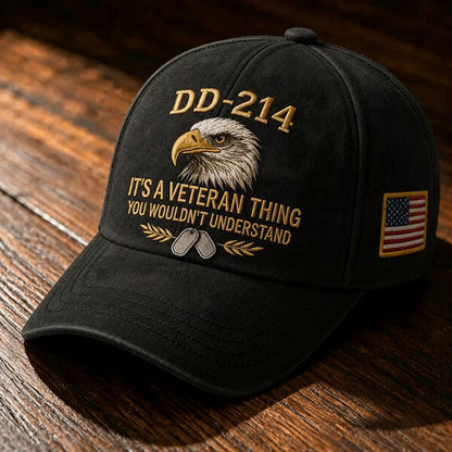 DD-214 Veteran 3D Embroidered Cap - "IT'S A VETERAN THING YOU WOULDN'T UNDERSTAND" 🎁 Free Honor Coin With Every Cap Purchase