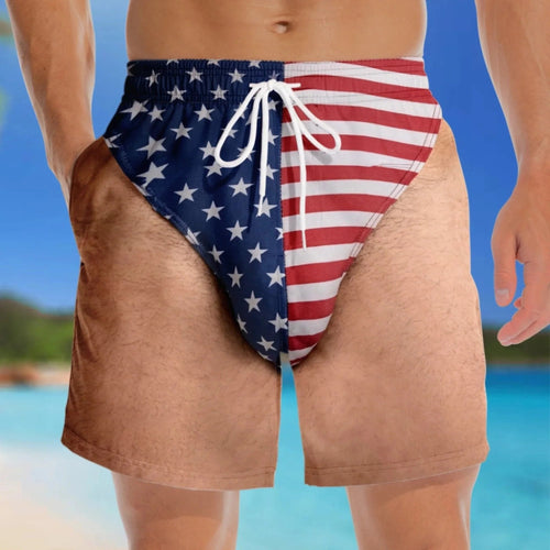 US Funny Patriotic Men’s Swim Trunks – Freedom & Chill Summer Beach Shorts 🏖️😎