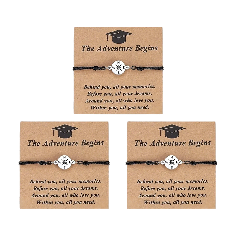 Graduation Compass Bracelet for Class of 2026 – Inspirational Gift for Her Him, High School College 8th Grade Graduate, Stainless Steel with Heartfelt Card & Graduation Cap Box
