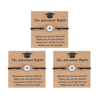 Graduation Compass Bracelet for Class of 2026 – Inspirational Gift for Her Him, High School College 8th Grade Graduate, Stainless Steel with Heartfelt Card & Graduation Cap Box