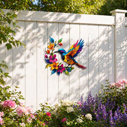 Hummingbird Bloom Metal Wall Art