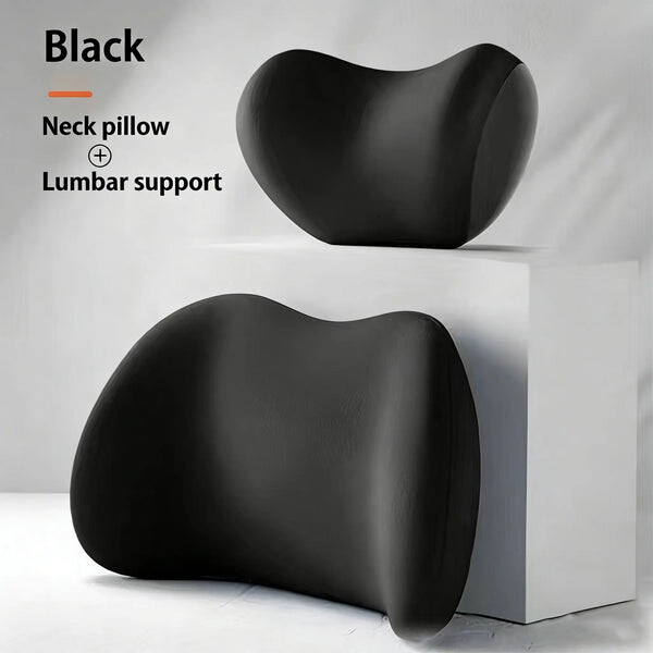NIRACL Car Driving Car Pillow Set Neck and Waist Black Foam Neck Pillow Memory Lumbar Pillow