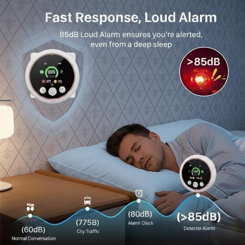 Advanced 5-in-1 Real-Time Precision Carbon Monoxide & Air Quality Monitor