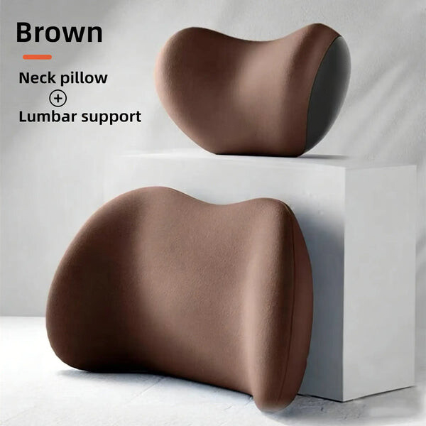 NIRACL Car Driving Car Pillow Set Neck and Waist Black Foam Neck Pillow Memory Lumbar Pillow