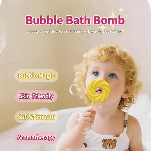 🧠🧩Perfect Gift for Kids🎁Cute Lollipop Bath Bomb – Colorful Bubble Bath Ball for Fun Bath Time