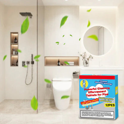 🔥50% OFF ❤️Powerful Cleaning Effervescent Tablets for Pipe, Fast Dissolve Hair Grease Clogs, Deodorizing Antibacterial Pipe Cleaner for Sink Toilet Floor Drain