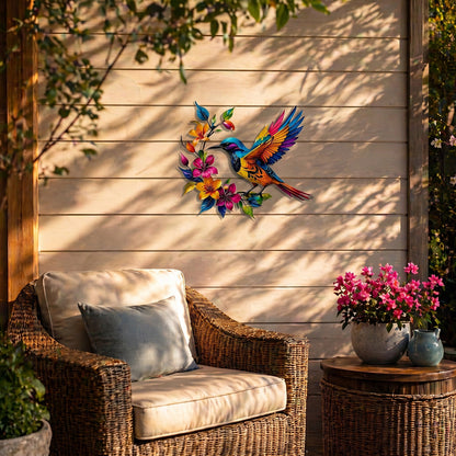 Hummingbird Bloom Metal Wall Art