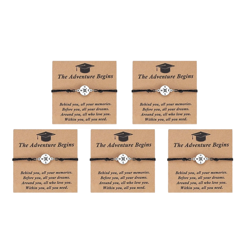 Graduation Compass Bracelet for Class of 2026 – Inspirational Gift for Her Him, High School College 8th Grade Graduate, Stainless Steel with Heartfelt Card & Graduation Cap Box