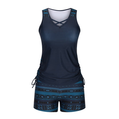 ⏰LAST DAY 50% OFF - Miraclesuit Women's Tummy Control Tankini Set with Built-In Bra – Flattering Boho Swimwear with Shorts