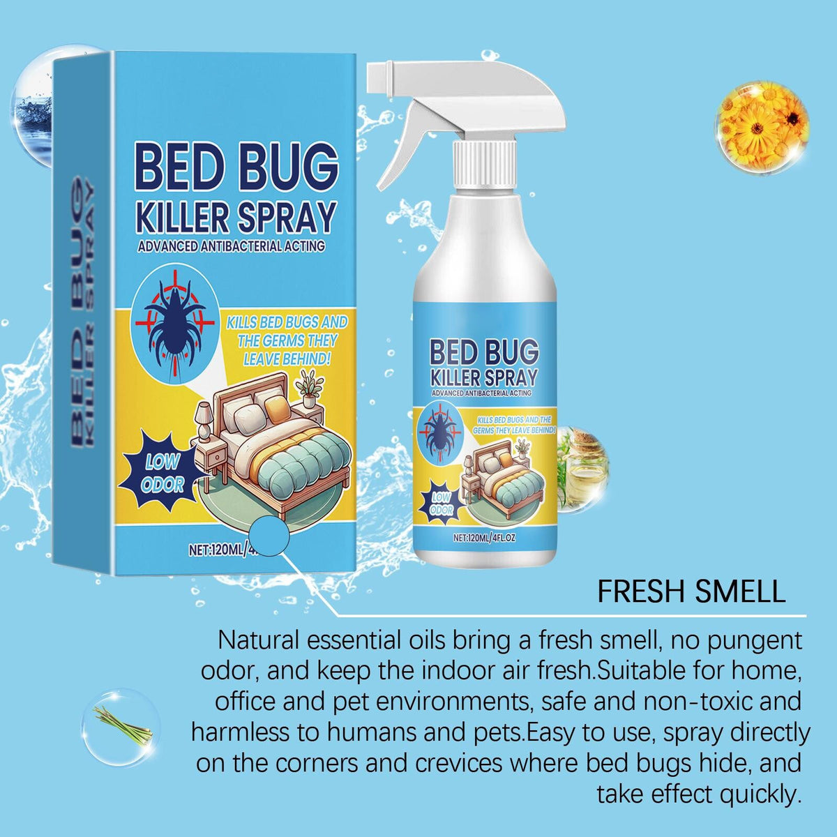 🔥Bed Bug Killer Spray — Kills Bed Bugs on Contact & Eggs — Natural Plant-Based Formula