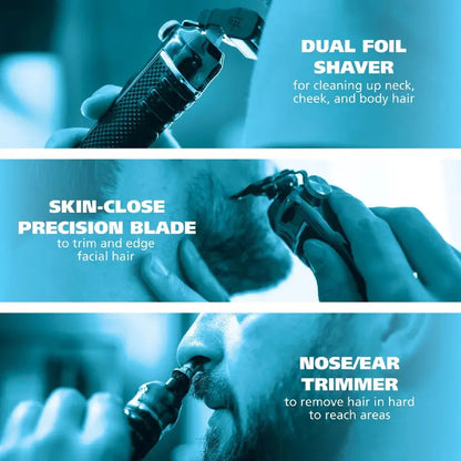 ⏳LIMITED TIME: 50% OFF! 🏆Luxe 3-in-1 Professional Men’s Grooming Set – T-Blade Trimmer, Foil Shaver & Nose Trimmer – With LED Display & USB Rechargeable