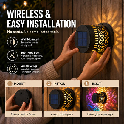 65K+ SOLD!✨Solar Mandala Wall Light | Outdoor Garden Fence Projector Lamp 🪐🌌