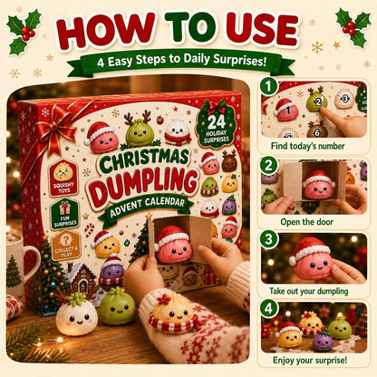 🎄 2026 Christmas Advent Calendar: Mini Dumpling Squishies, 24 Days of Squishy Stress Relief 🥟✨