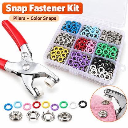 🧵 100Pcs Invisible Colored Metal Buckle & Manual Pressure Pliers | Quick Clothing Repair & DIY