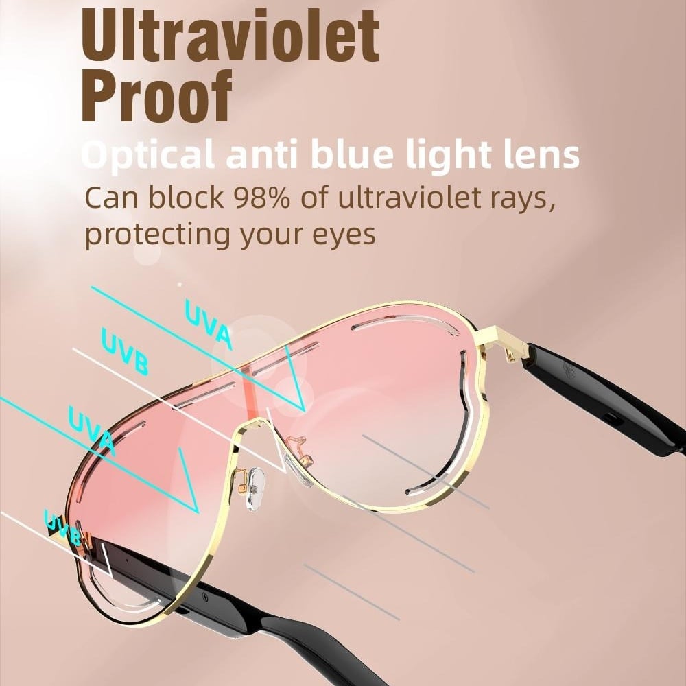 😎 Smart Bluetooth 5.4 Audio Sunglasses – Open-Ear, UV & Blue Light Protection