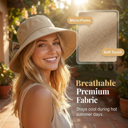 Women's Bowknot Wide Brim Sun Protective Hat