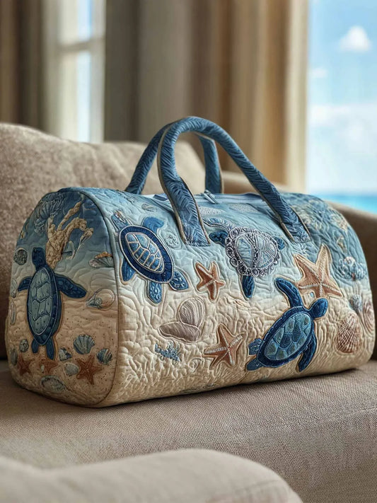 Beach Turtle Quilted Duffle Bag
