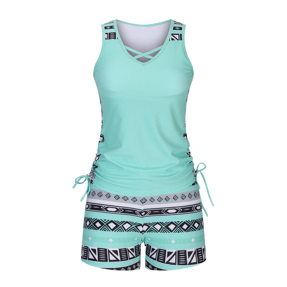 ⏰LAST DAY 50% OFF - Miraclesuit Women's Tummy Control Tankini Set with Built-In Bra – Flattering Boho Swimwear with Shorts