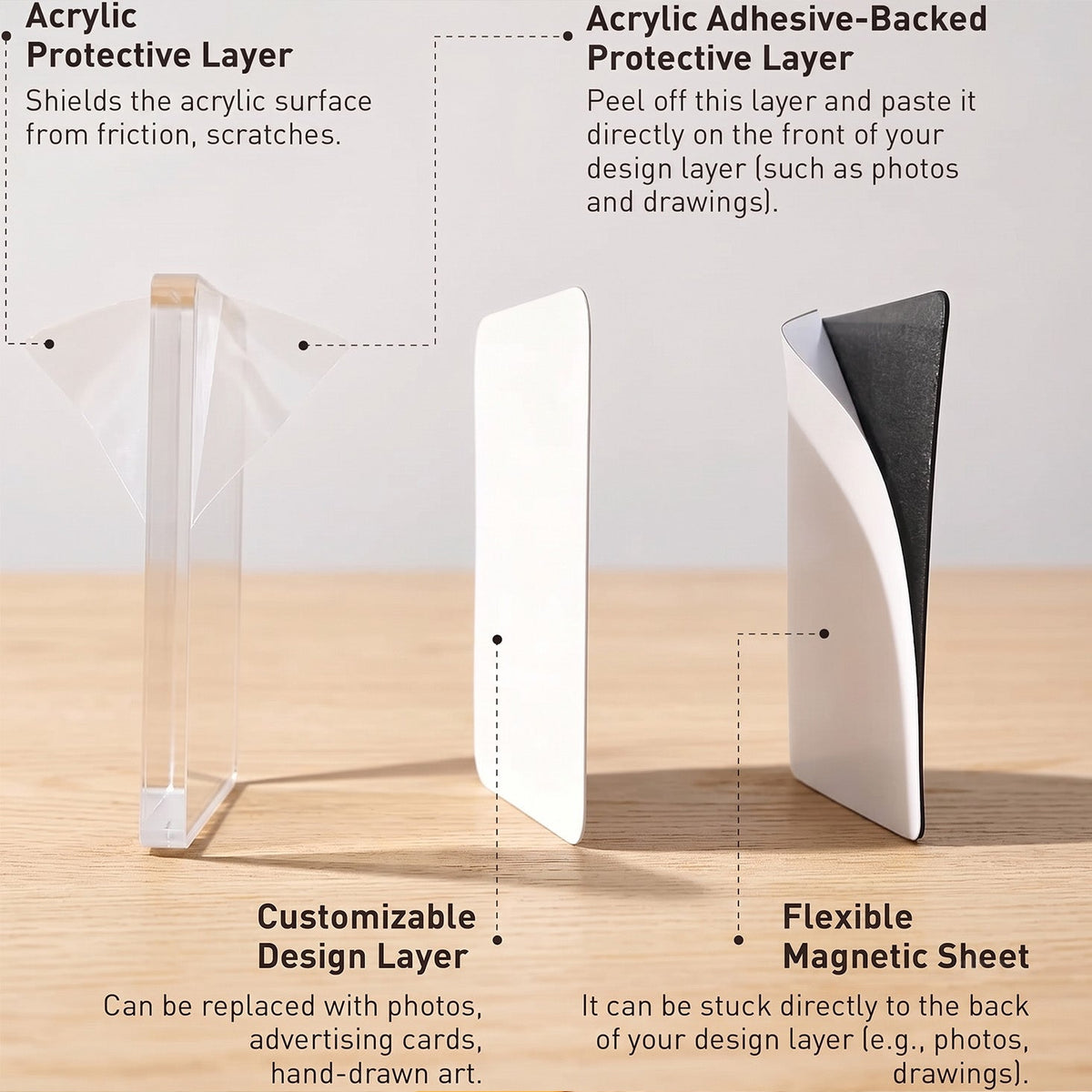 Clear Acrylic Magnetic Fridge Photo Frames