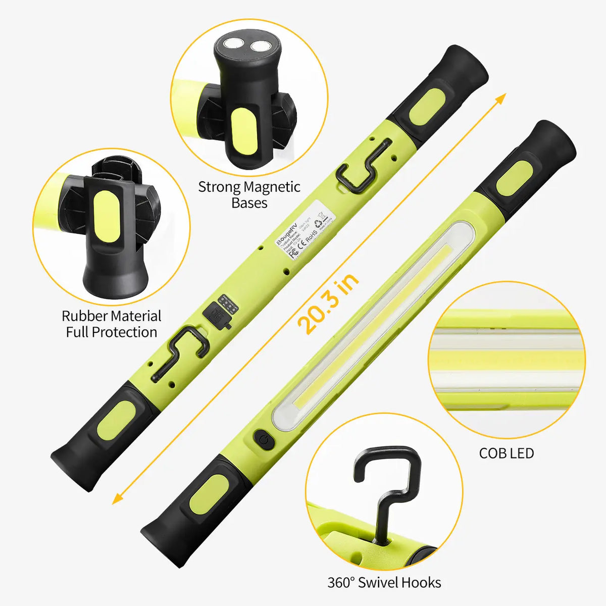【FathersDayGift】3000LM Cordless Under Hood Work Light Bar for Car Repair & Garage Use
